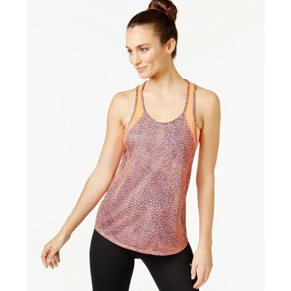 Nike Tank Top Womens S Small Animal Print Neon Lightweight Racerback Running